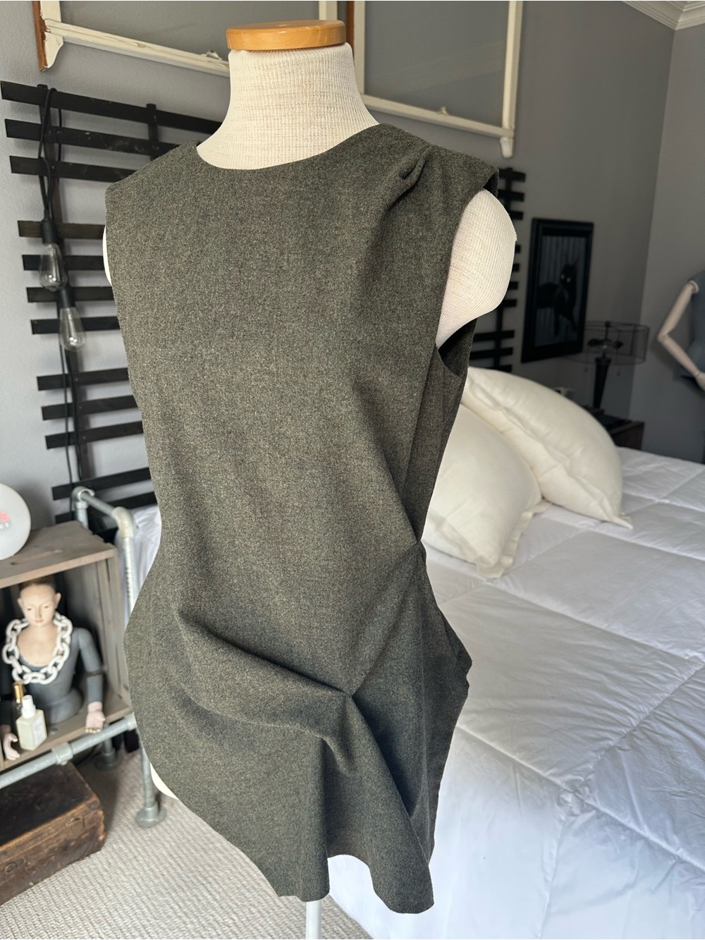Zara Woman Olive Gray/Green Wool Blend Top size medium - Picture 6 of 16